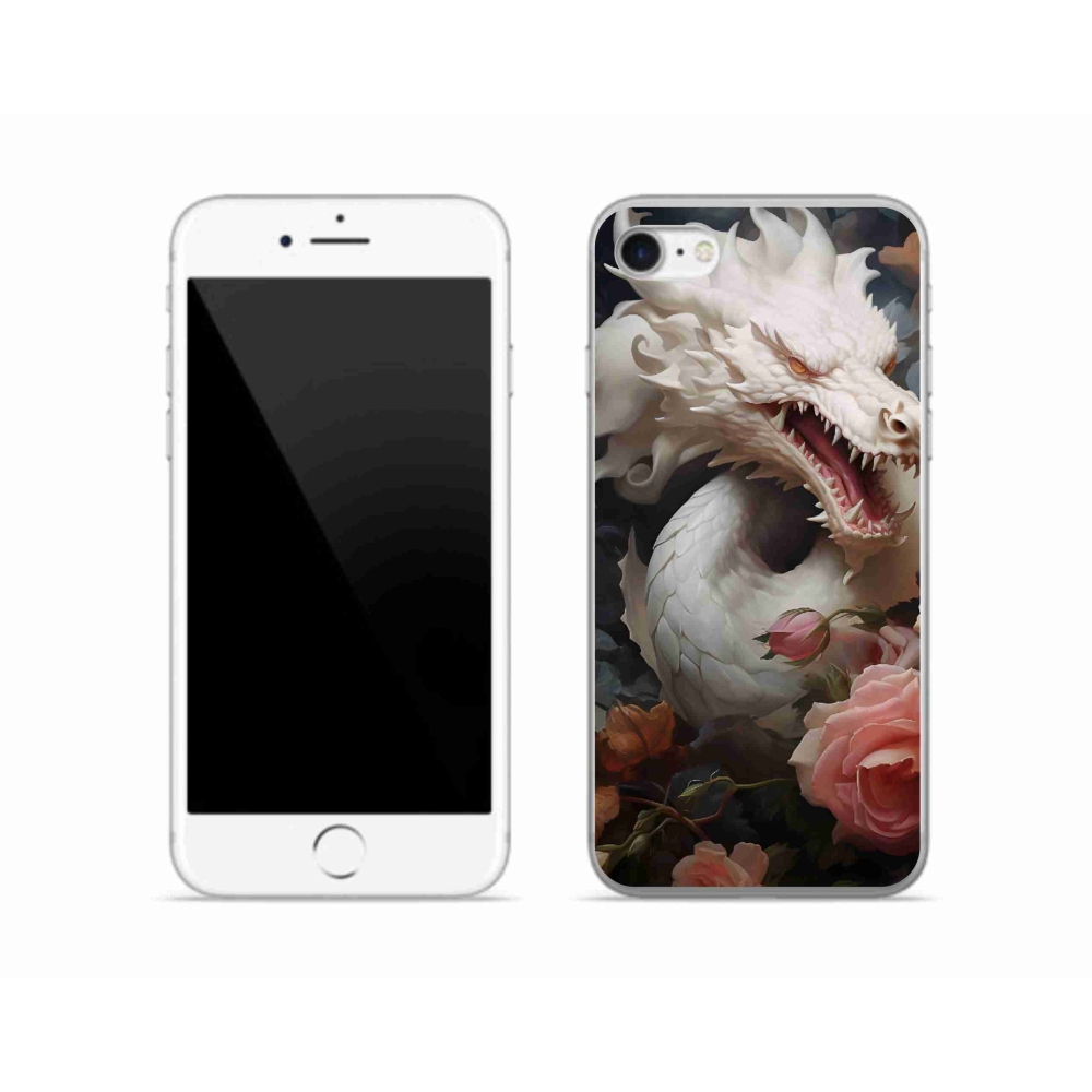 Zselés borítás mmCase iPhone SE (2020) - fehér sárkány