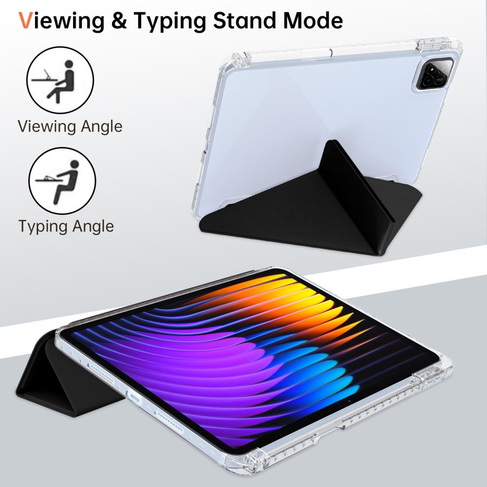 Origami intelligens pozicionáló tok Xiaomi Pad 7/7 Pro táblagéphez - fekete