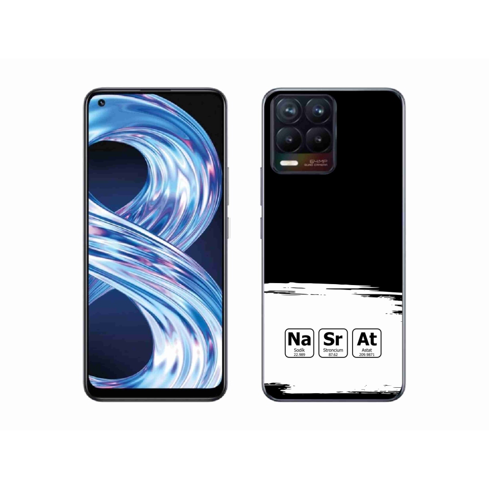 Gél borítás mmCase a Realme 8 4G-n - kémiai elemek fehér és fekete háttérrel