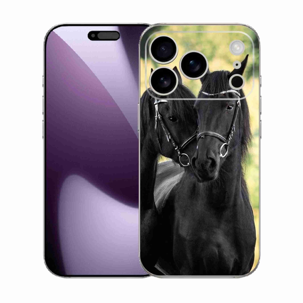 Zselés borítás mmCase iPhone 17 Pro készülékhez - két fekete ló