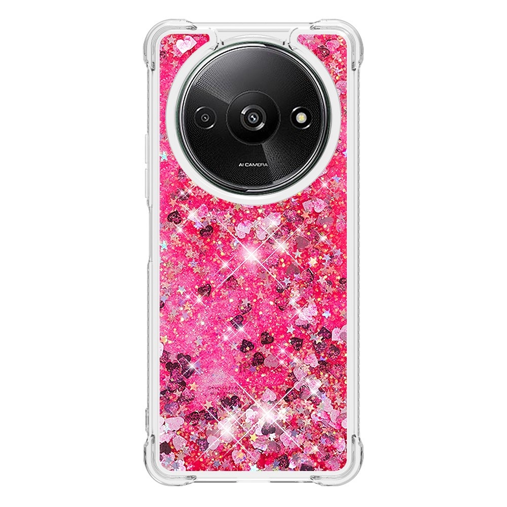 Glitter zselés homokóra tok Xiaomi Redmi A3-hoz - rózsaszín/szívek