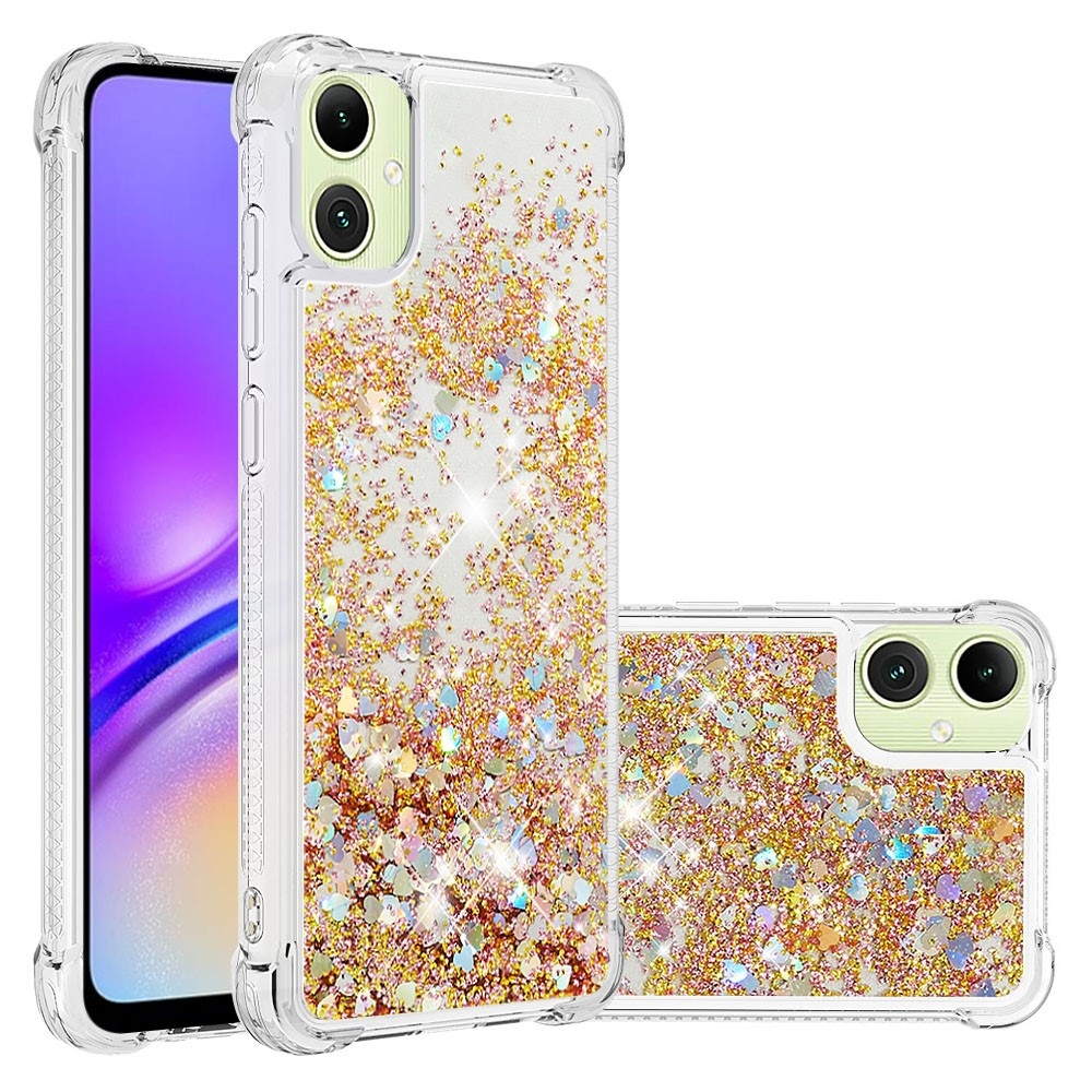 Glitter homokóra zselés tok Samsung Galaxy A06 4G - arany/szív