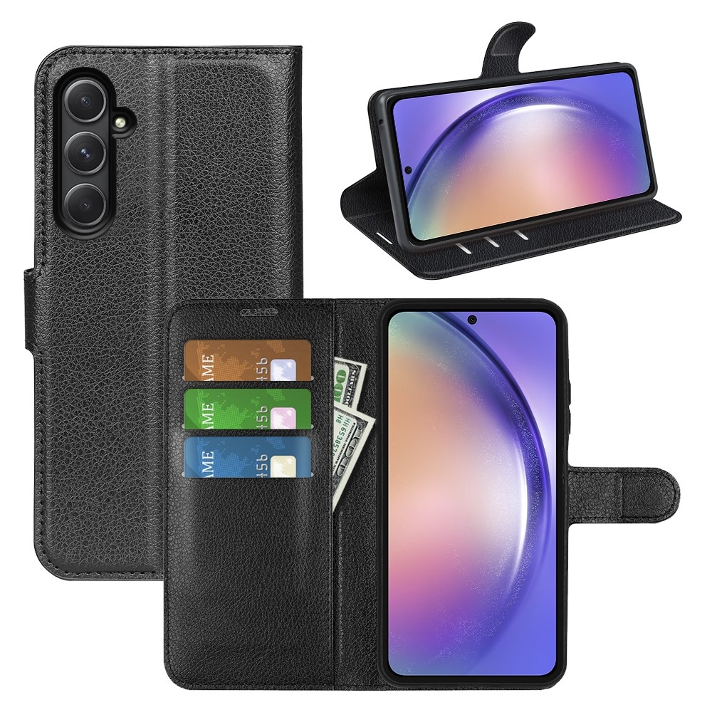 Litchi könyv tok Samsung Galaxy A55 5G - fekete