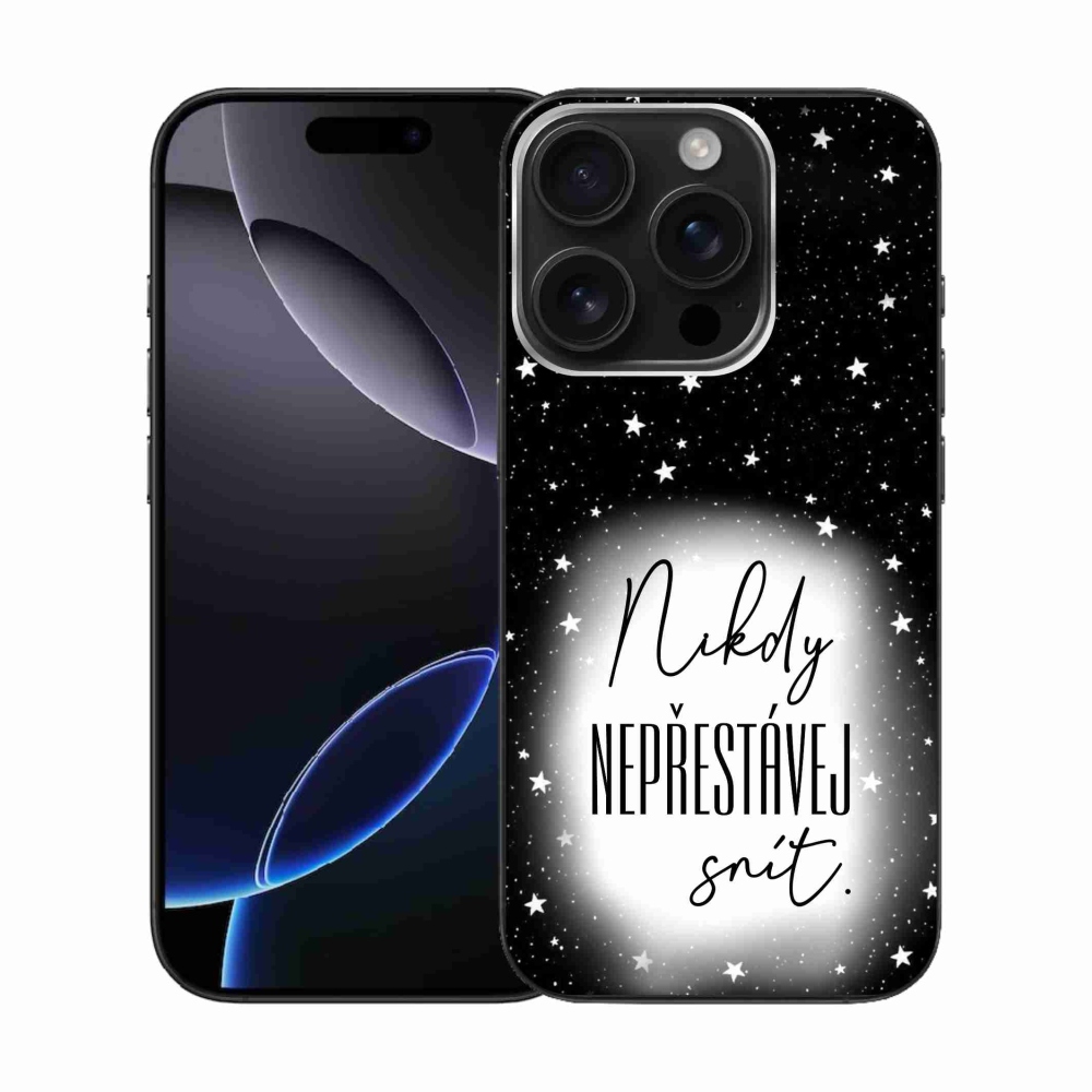 Gél borítás mmCase iPhone 16 Pro készülékhez - Idézet 1 fehér és fekete háttérrel