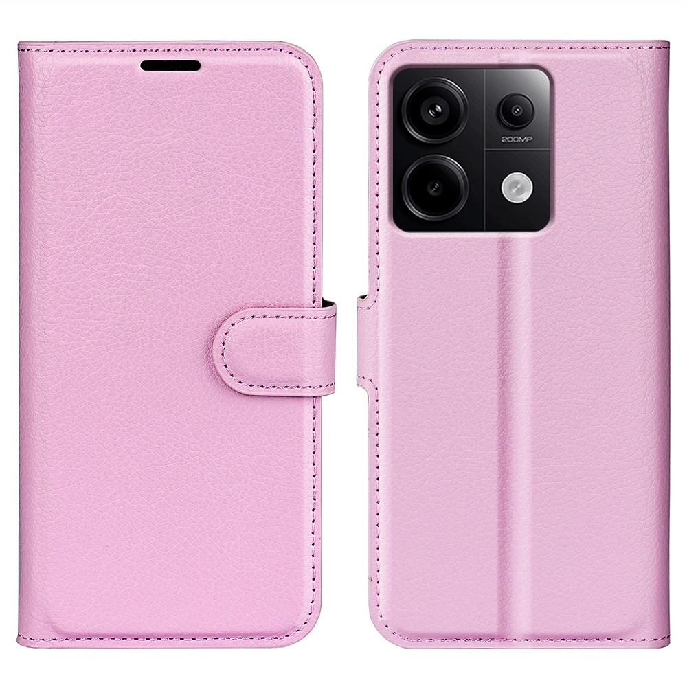 Litchi könyv tok Xiaomi Redmi Note 13 Pro 5G/Poco X6 5G - rózsaszínű