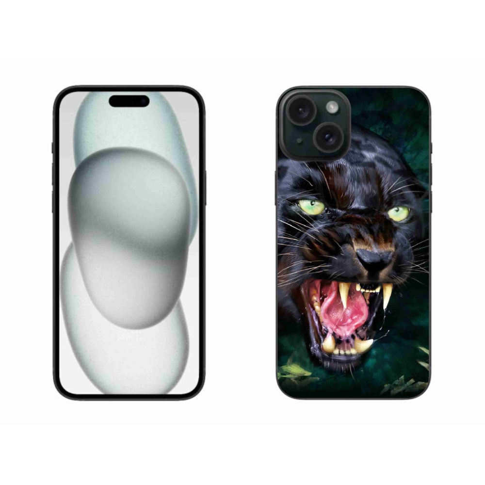 Zselés borítás mmCase iPhone 15 Plus készülékhez - dühös fekete párduc