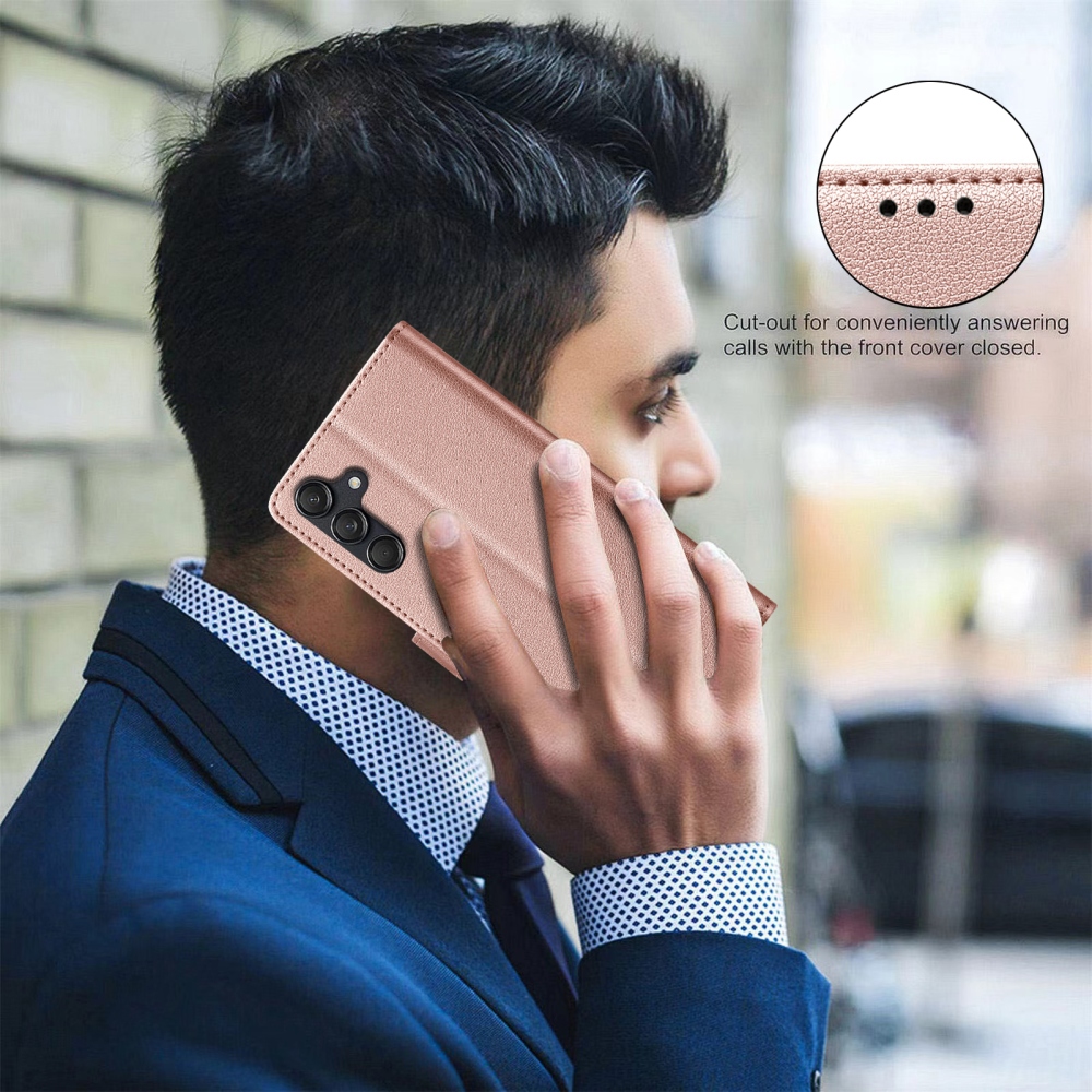 BINFEN könyv tok Samsung Galaxy S25 FE készülékhez - rózsaarany