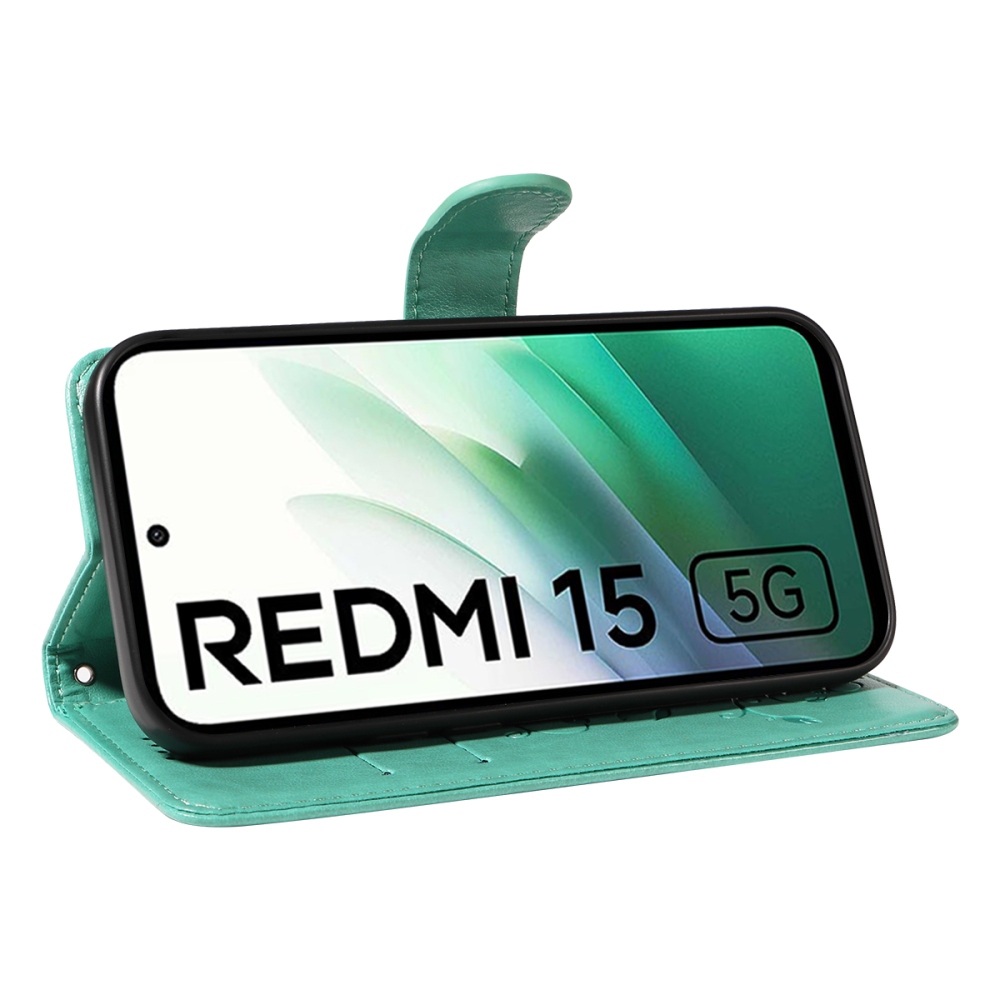 Virágok könyv tok Xiaomi Redmi 15 5G (169mm) - teáskék színű