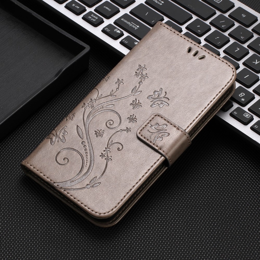 Virágok könyv tok Xiaomi 15 Pro-hoz - szürke