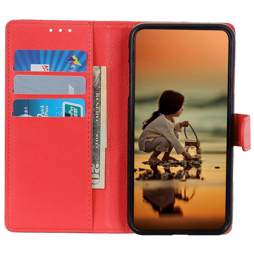 Litchie könyv tok a Xiaomi Poco C65/Redmi 13C 4G/5G készülékhez - piros