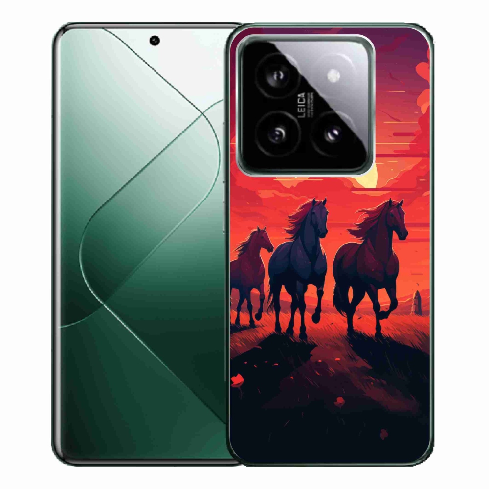 Gél borítás mmCase a Xiaomi 14 Pro számára - lovak és naplemente