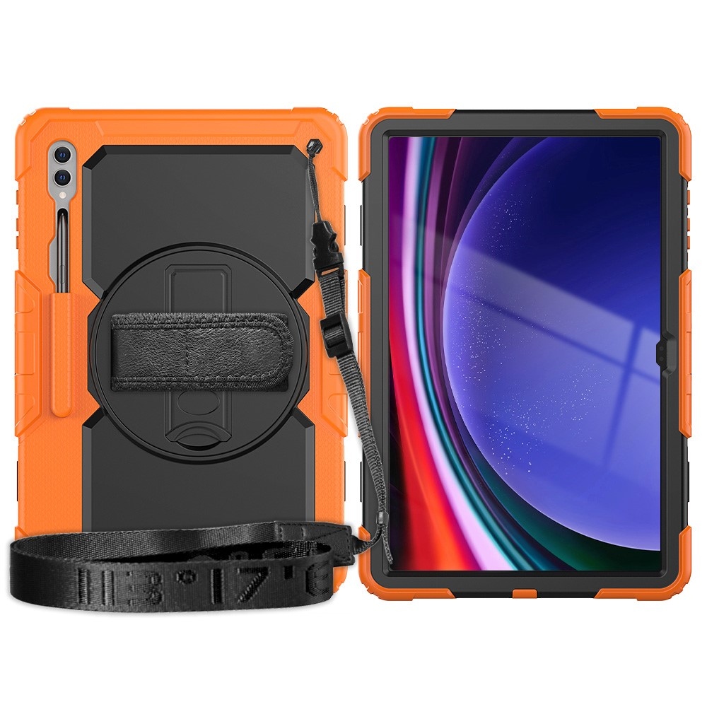 Rúgásálló borítás kézi fogantyúval Samsung Galaxy Tab S9 Ultra/Tab S10 Ultra - narancssárga