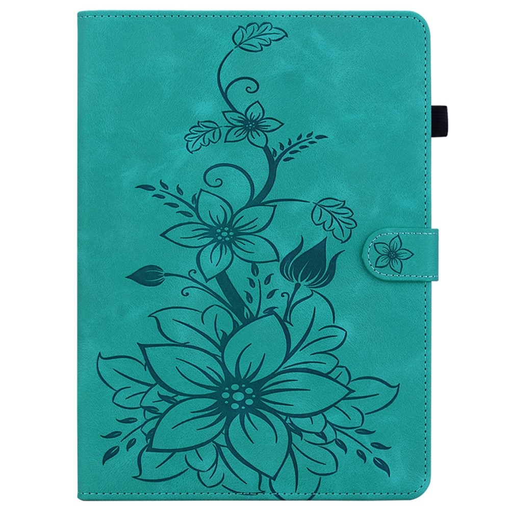 Virágok záró tok Lenovo Tab K11 Plushoz - teal színű