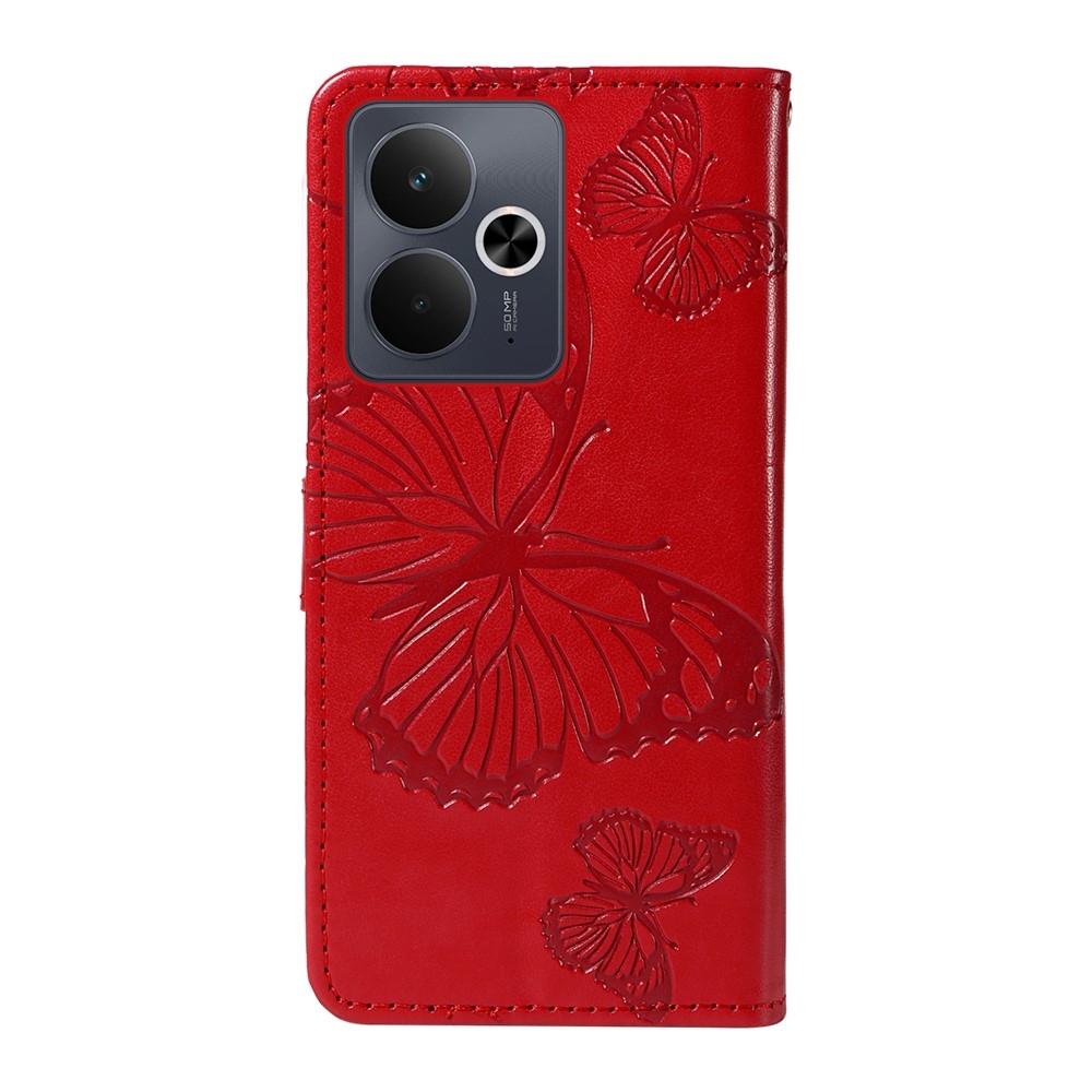 Nagy pillangó könyvtáska a Realme 14 5G/14T 5G számára - piros