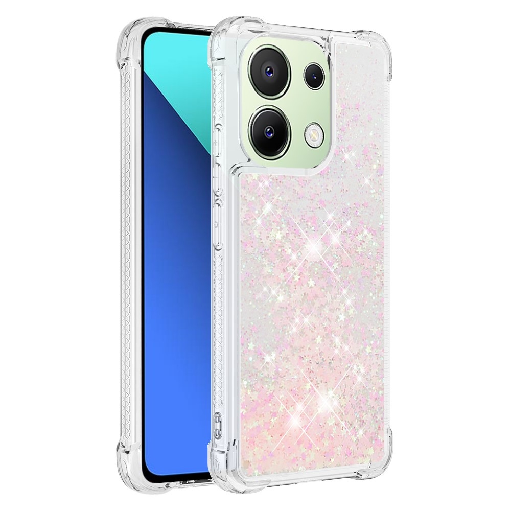 Glitter zselés homokóra tok Xiaomi Redmi Note 13-hoz - rózsaszín/csillagok