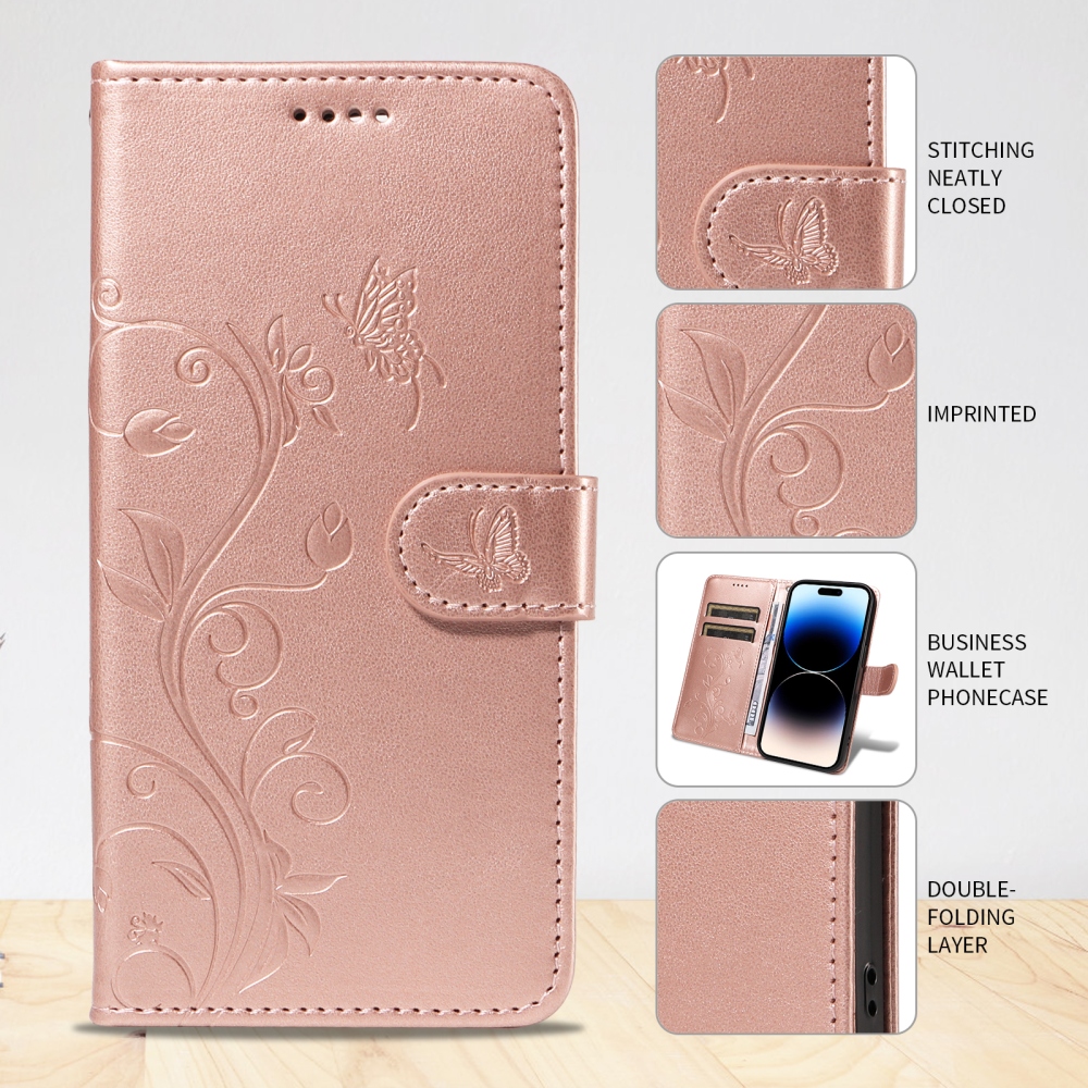 Virágok könyv tok Xiaomi Poco F7 5G-hez - rózsa arany