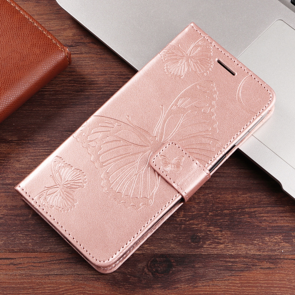 Nagy pillangó könyv tok a Xiaomi Poco F7 5G-hez - rózsaarany