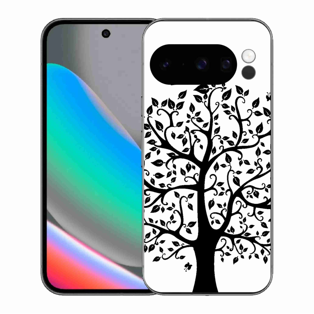 Zselés borítás mmCase a Google Pixel 10 Pro számára - fekete és fehér fa
