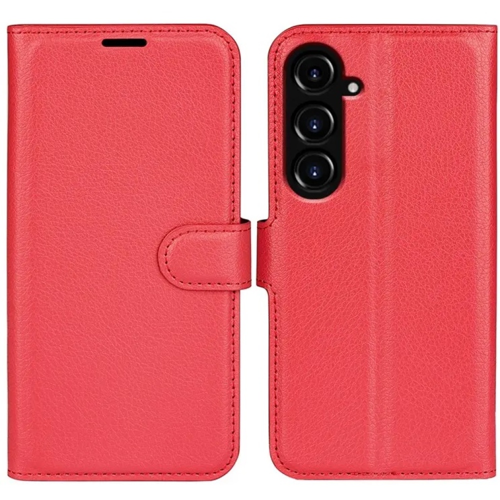 Litchi könyv tok Samsung Galaxy S23 FE készülékhez - piros