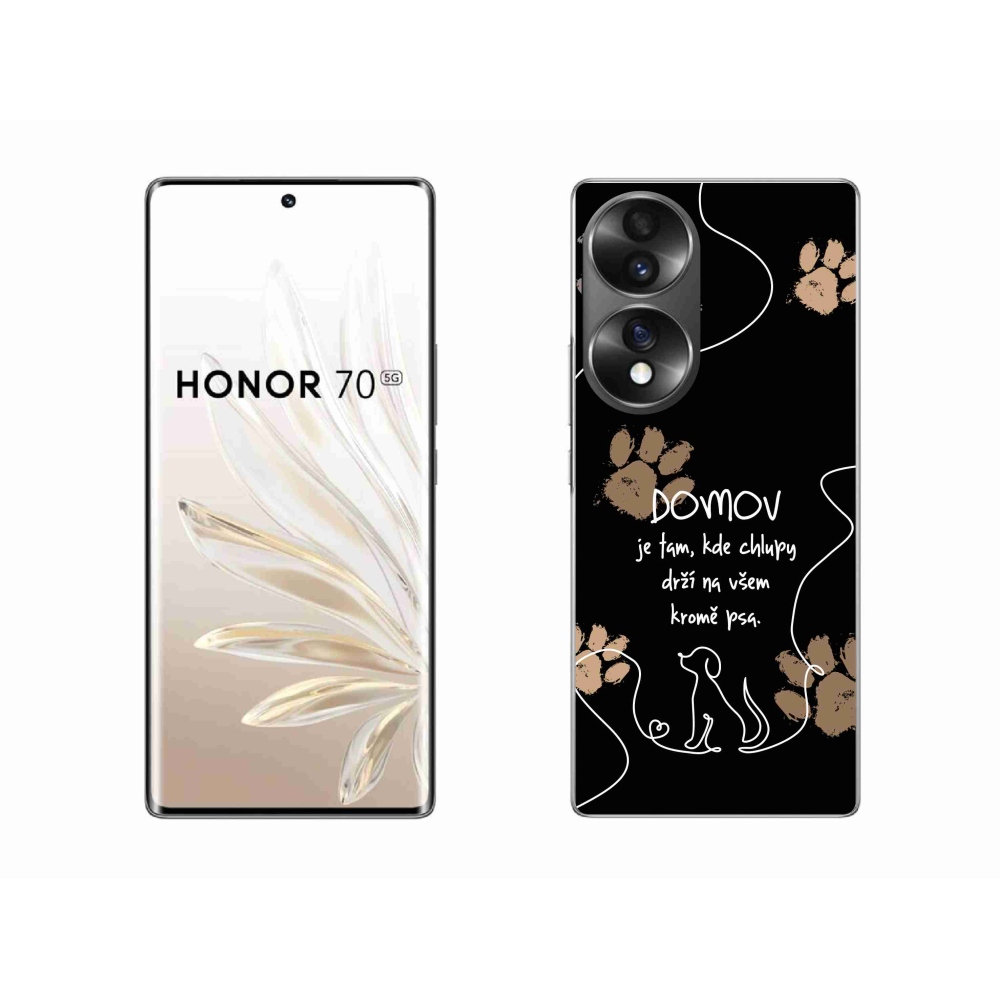 Zselés borító mmCase a Honor 70 készülékhez - kutya motívum fekete háttérrel