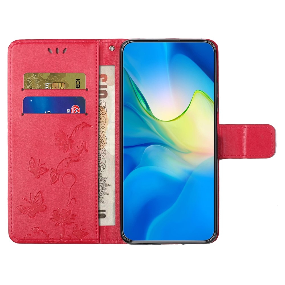 Virágos könyv tok Samsung Galaxy S24 készülékhez - piros