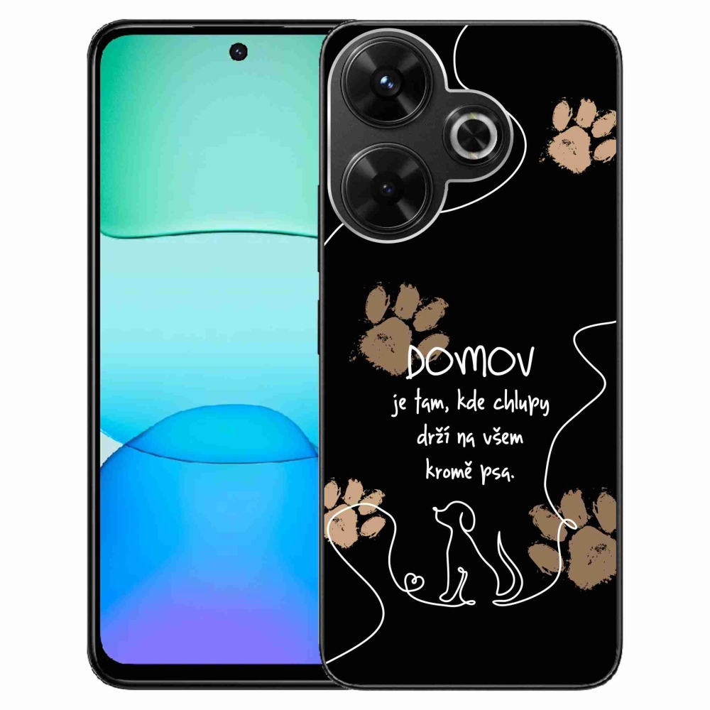 Gél borítás mmCase a Xiaomi Redmi 13 4G/Poco M6 4G számára - kutya motívum fekete háttérrel
