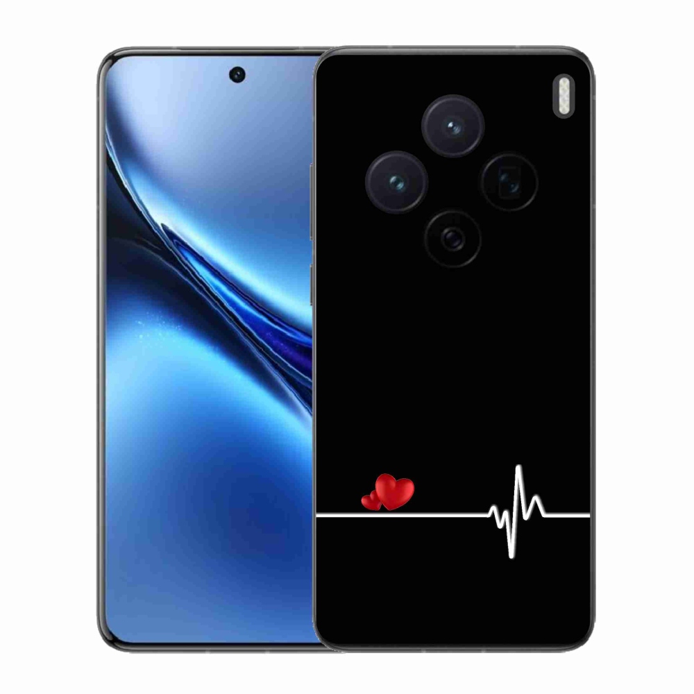 Gél borító mmCase a Vivo X200 5G-n - szív és szívverés fekete háttérrel