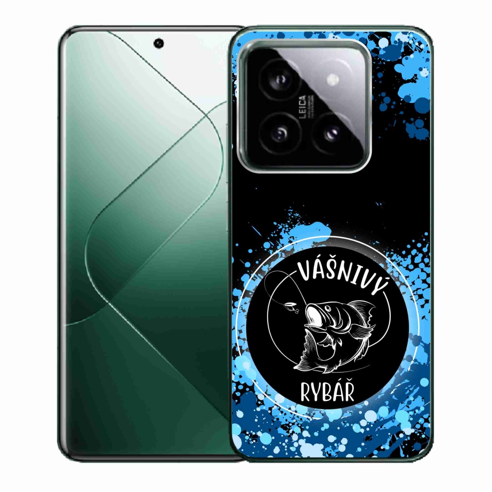 Gél borító mmCase a Xiaomi 14 - szenvedélyes halász fekete háttérrel