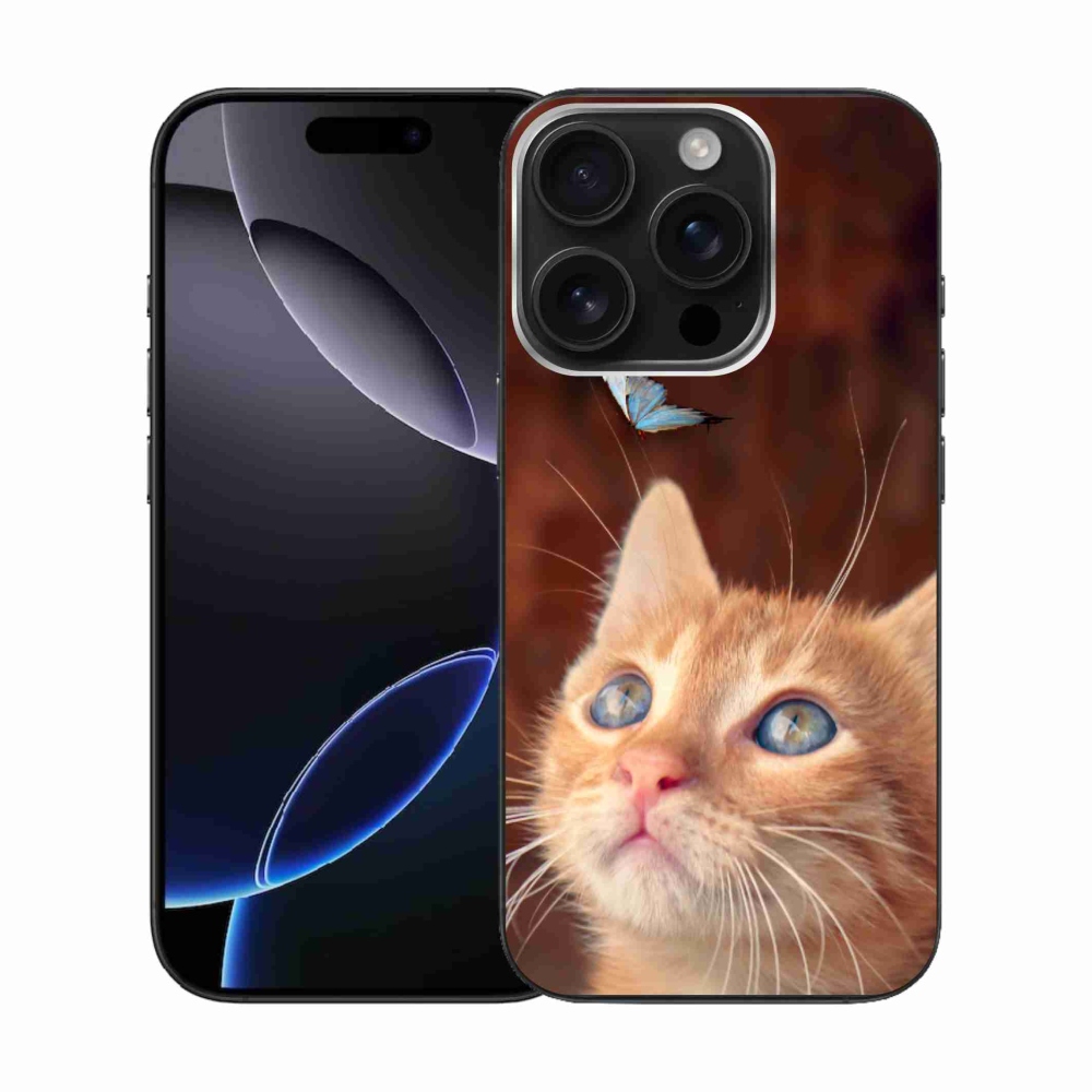 Gél borítás mmCase iPhone 16 Pro készülékhez - pillangó és cica