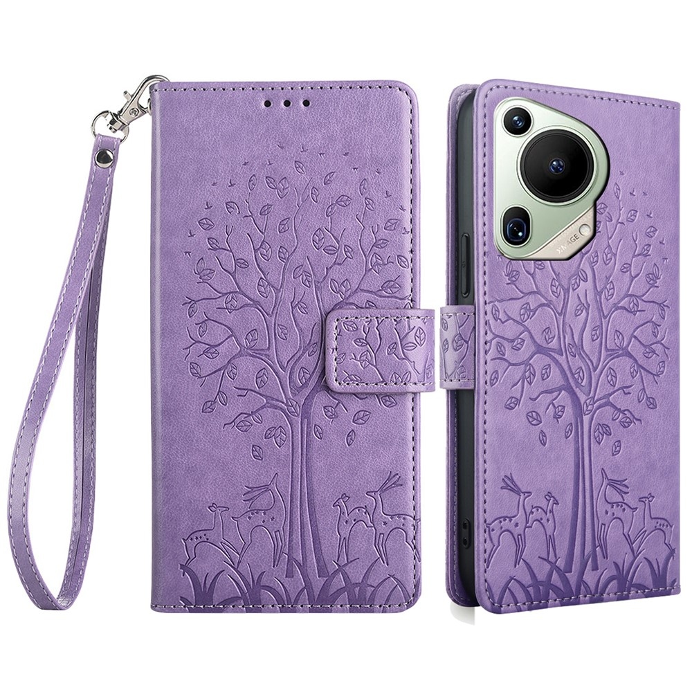 Fa könyvtáska a Huawei Pura 70 Ultra készülékhez - lila