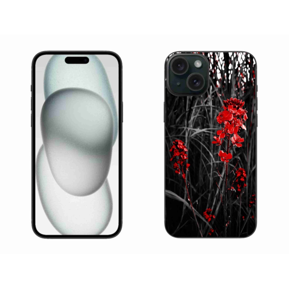 Zselés borítás mmCase iPhone 15 Plus készülékhez - piros növény