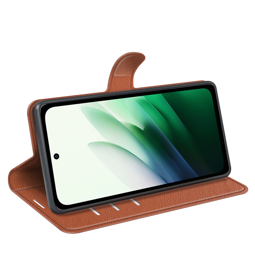 Litchi könyv tok Xiaomi Redmi 15 4G/5G (171mm) - barna