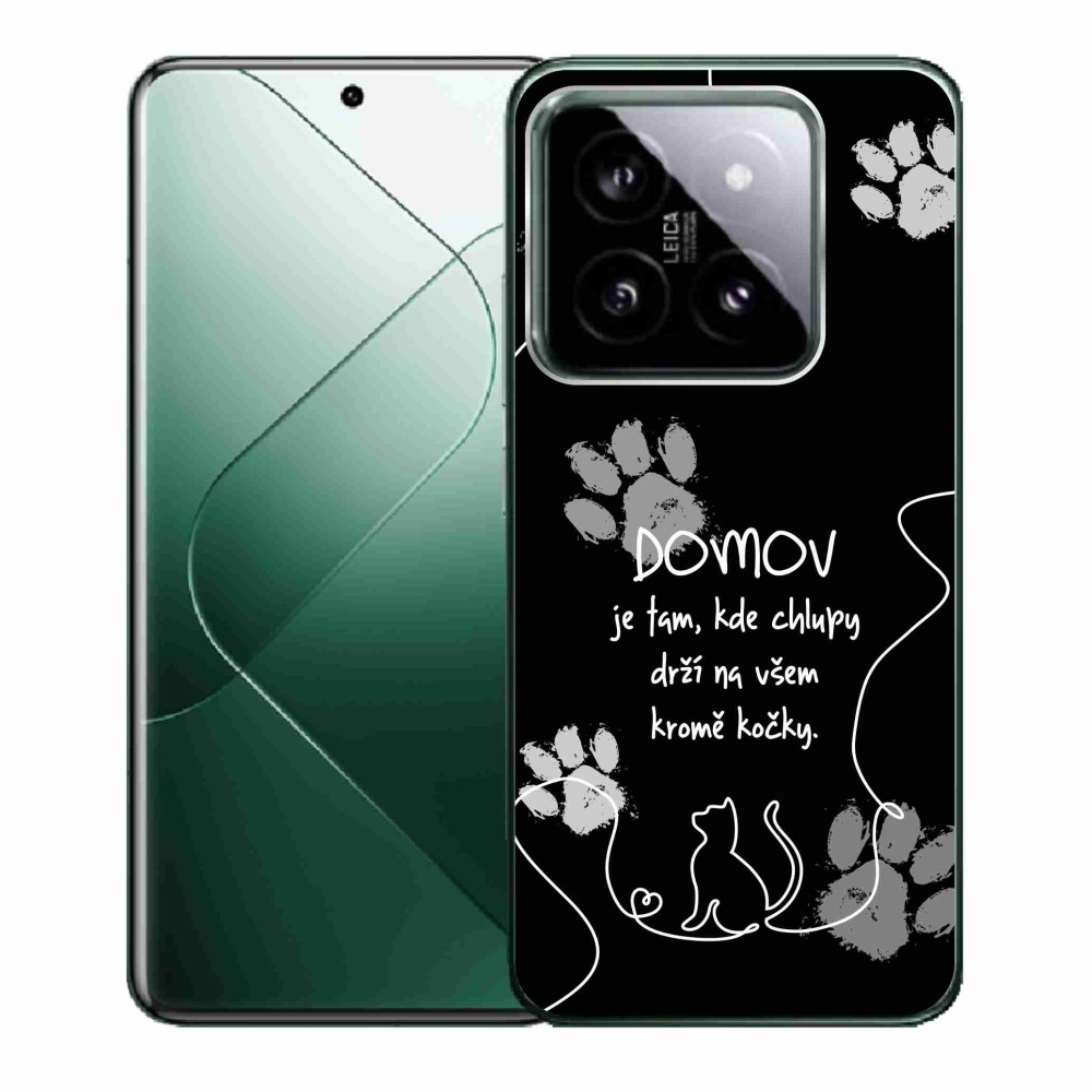 Gél borító mmCase a Xiaomi 14-hez - macska motívum fekete háttérrel
