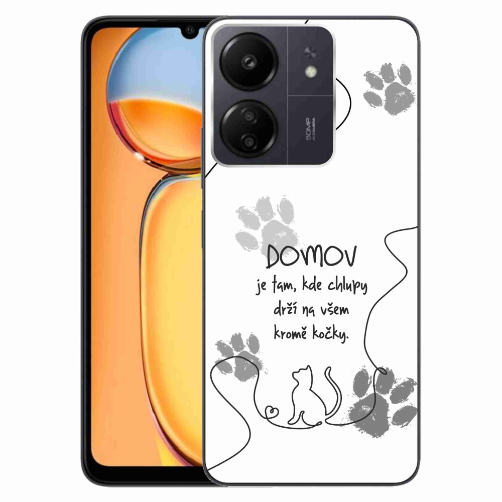 Gél borító mmCase a Xiaomi Poco C65/Redmi 13C-hez - macska motívum fehér háttérrel