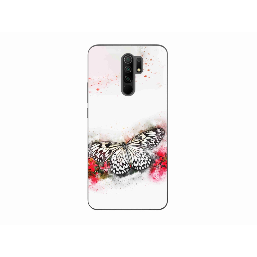 Gél borítás mmCase a Xiaomi Redmi 9-hez - fekete és fehér pillangó