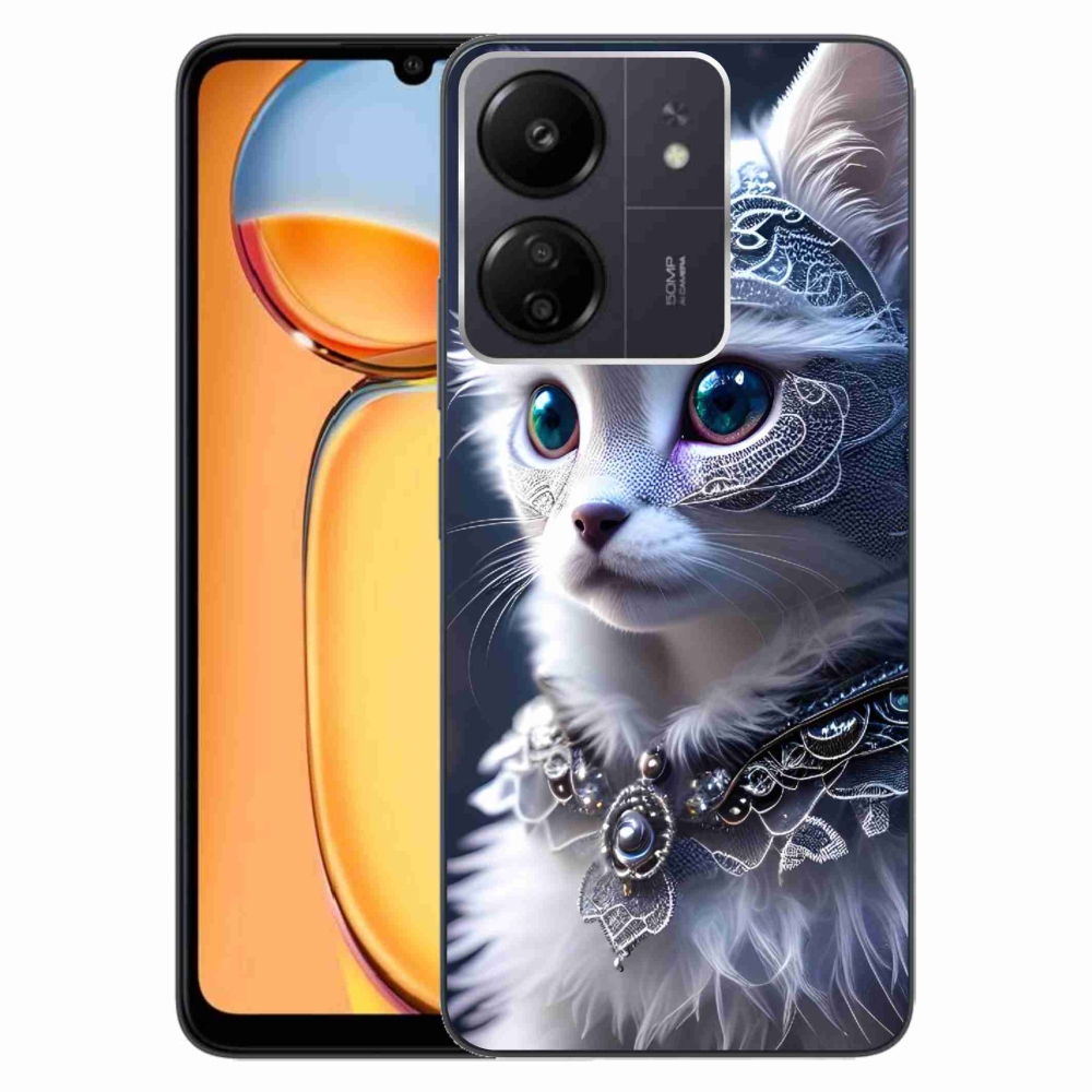 Gél borítás mmCase a Xiaomi Poco C65/Redmi 13C-hez - fehér macska