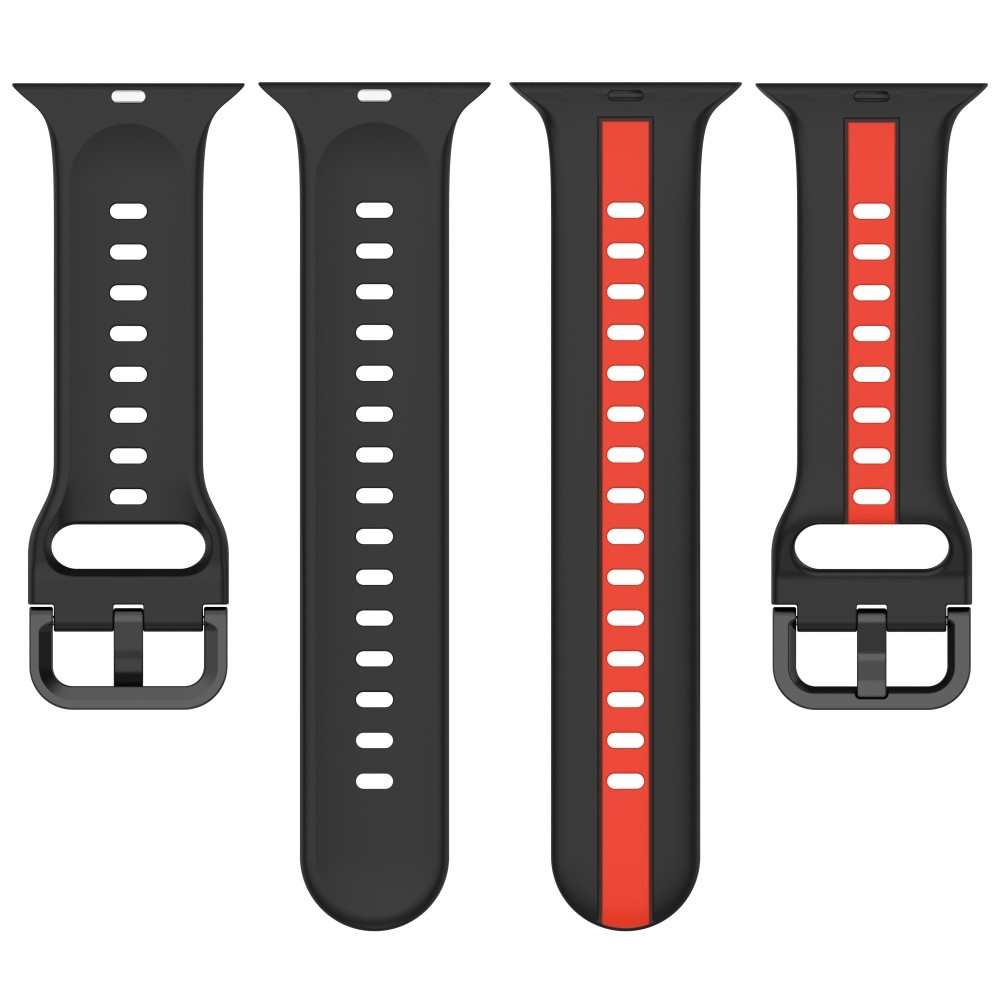 Szíj szilikon szíj Apple Watch Ultra/Ultra 2 49mm/SE/SE 2022/2023 44mm/9/8/7 45mm/6/5/4 44mm/3/2/1 42 mm - fekete/piros