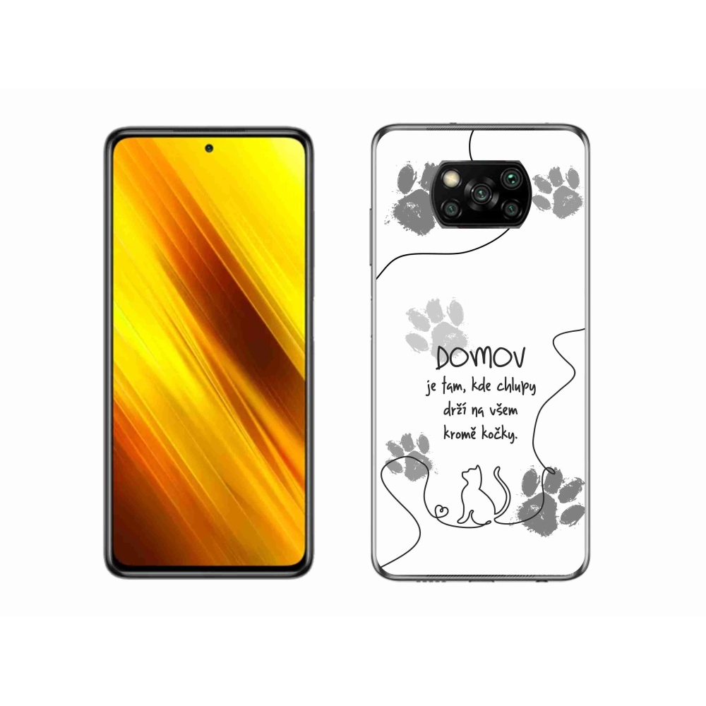 Gél borító mmCase a Xiaomi Poco X3 Pro készülékhez - macska motívum fehér háttérrel