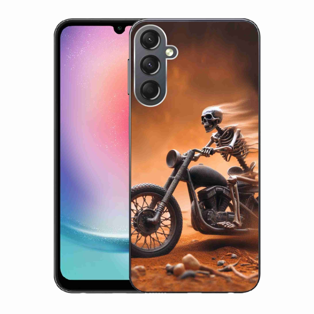 Gél borítás mmCase Samsung Galaxy A24 készülékhez - csontváz egy motorkerékpáron