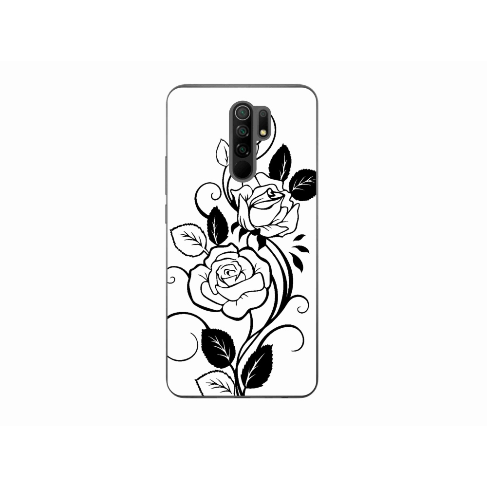 Gél borítás mmCase a Xiaomi Redmi 9-hez - fekete és fehér rózsa