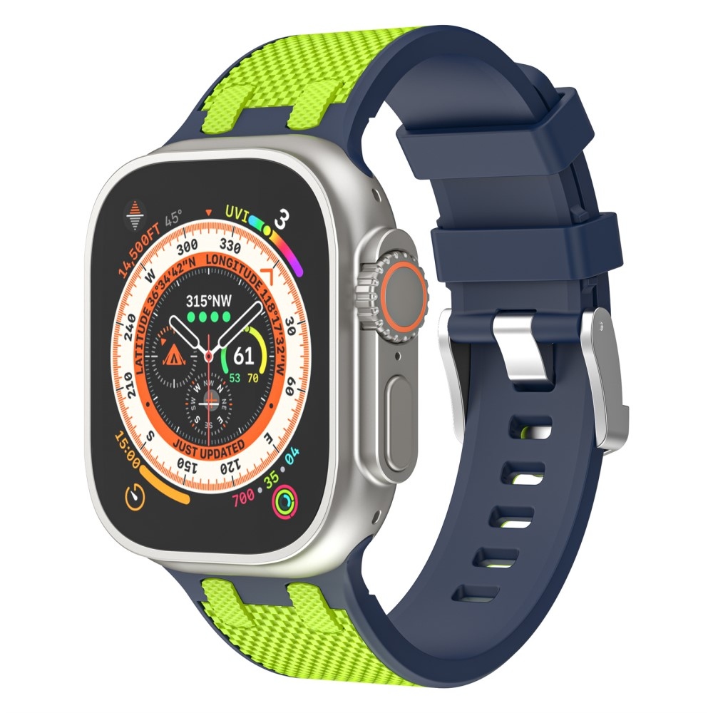 Sport szilikon szíj az Apple Watch Ultra/Ultra 2 49mm/SE/SE 2022/2023 44mm/9/8/7 45mm/6/5/4 44mm/3/2/1 42 mm-es órához - kék/világoszöld színű