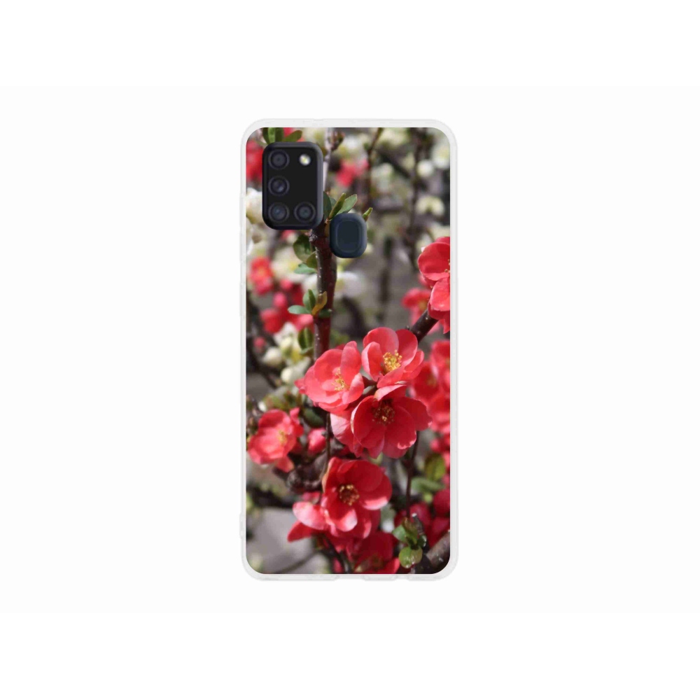 Gél védőhuzat mmCase Samsung Galaxy A21s készülékhez - piros virágok