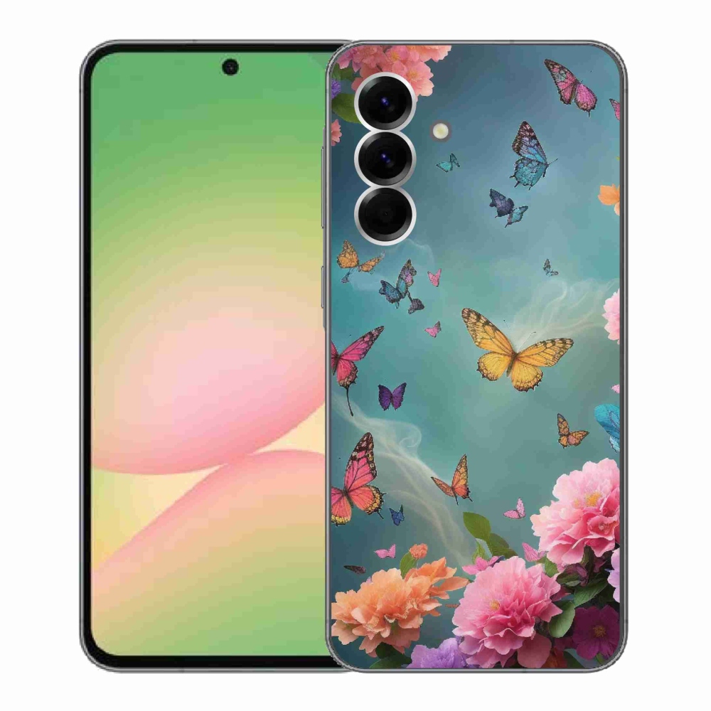 Gél borítás mmCase Samsung Galaxy A56 5G - színes virágok és pillangók