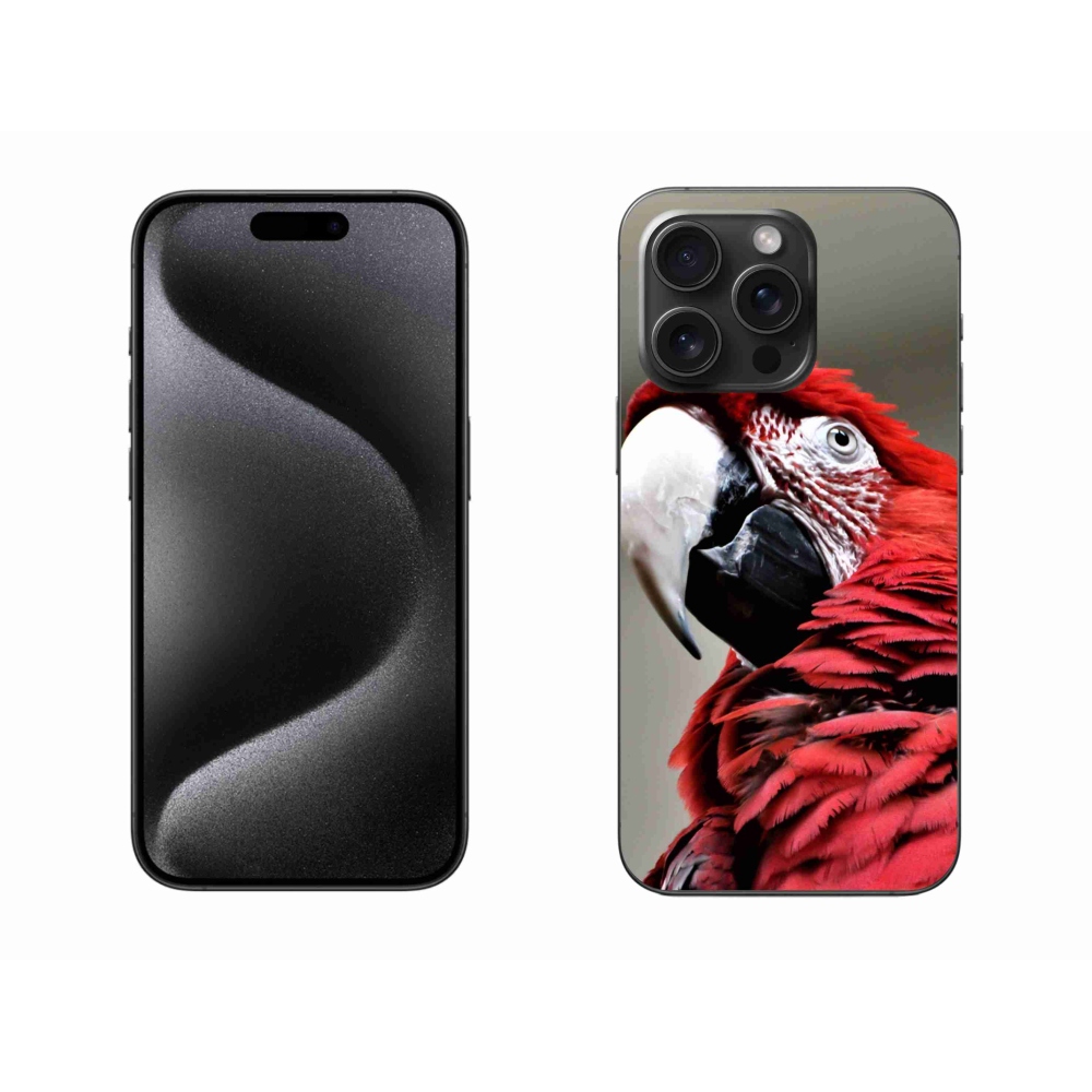 Gél tok mmCase iPhone 15 Pro Max készülékhez - papagáj ara piros