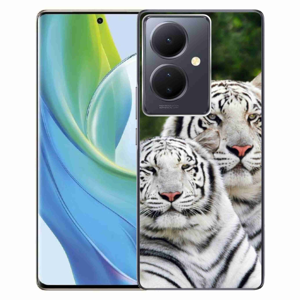Gél tok mmCase a Vivo V29 Lite 5G-hez - fehér tigrisek
