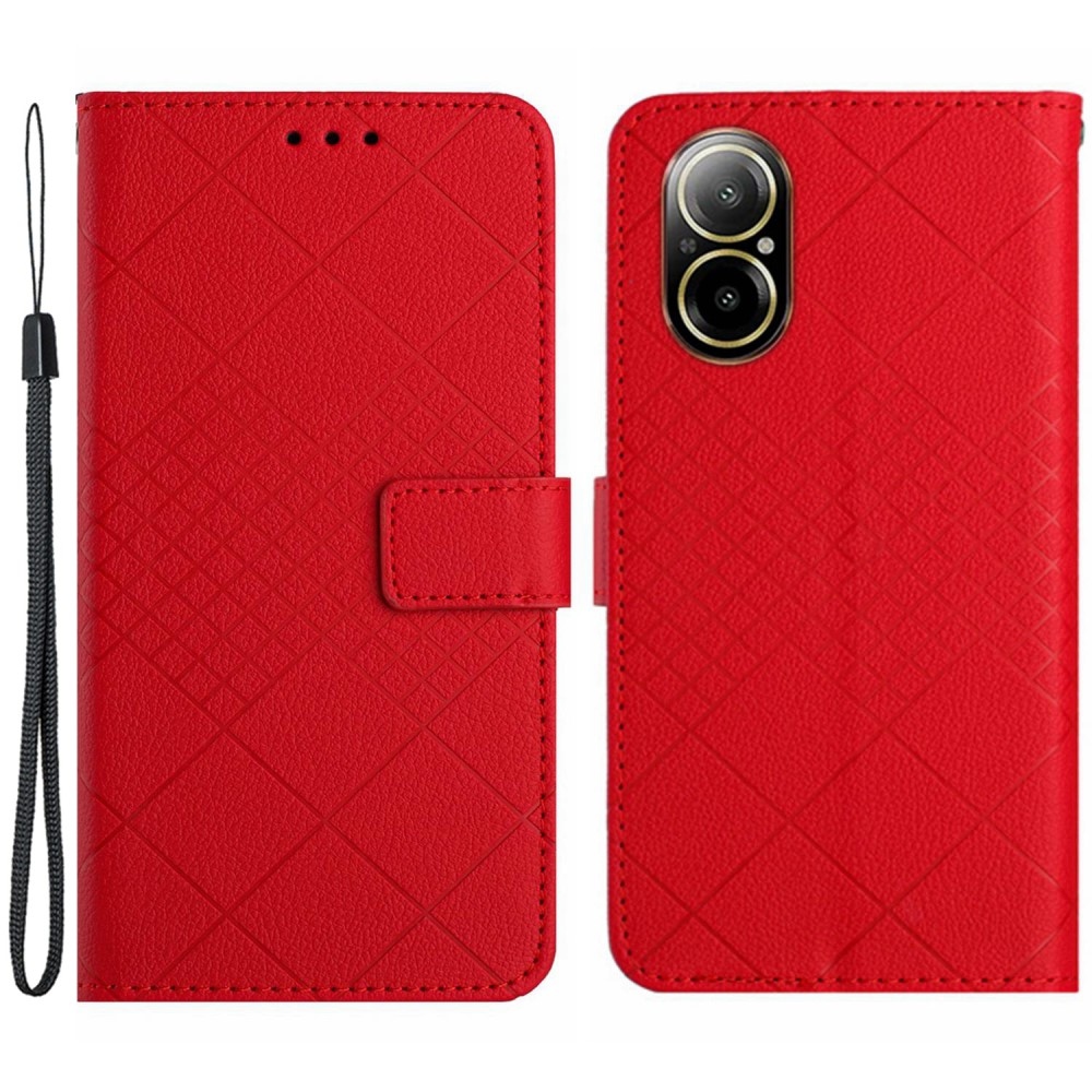 Textúrás könyvtáska mobilhoz Realme C67 - piros