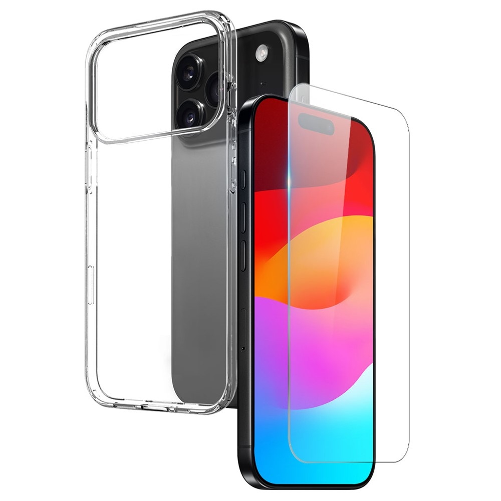 NORTHJO átlátszó zselés tok + edzett üveg iPhone 17 Pro készülékhez - átlátszó