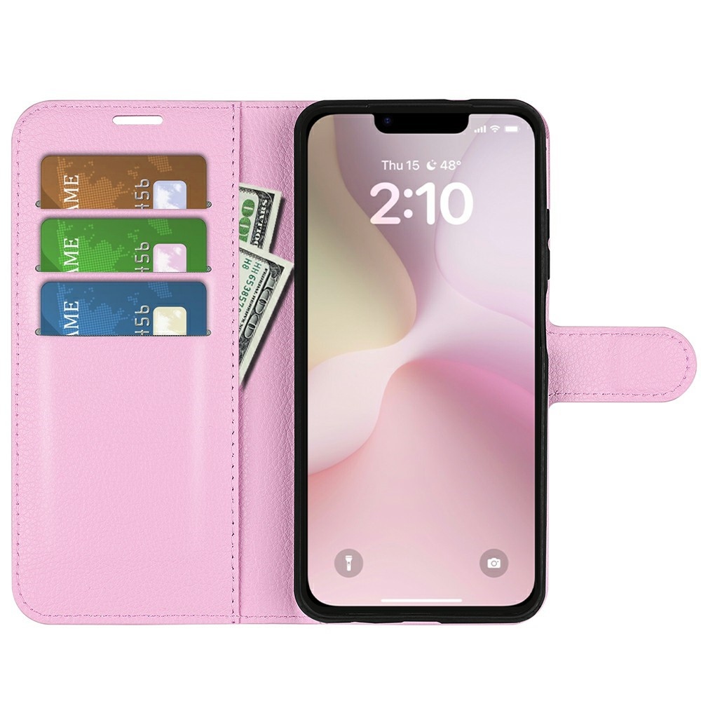 Litchi könyvtáska iPhone 16e készülékhez - rózsaszín