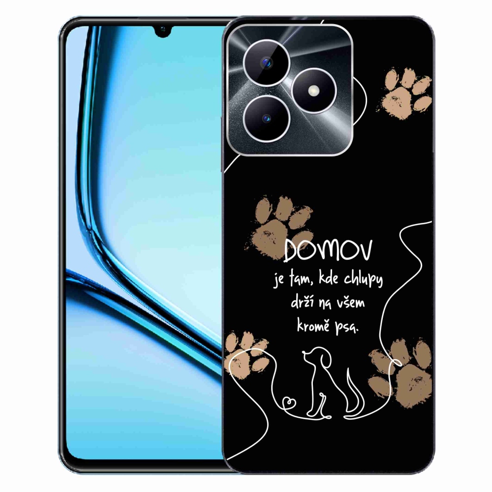 Zselés borító mmCase a Realme Note 50 készülékhez - kutya motívum fekete háttérrel