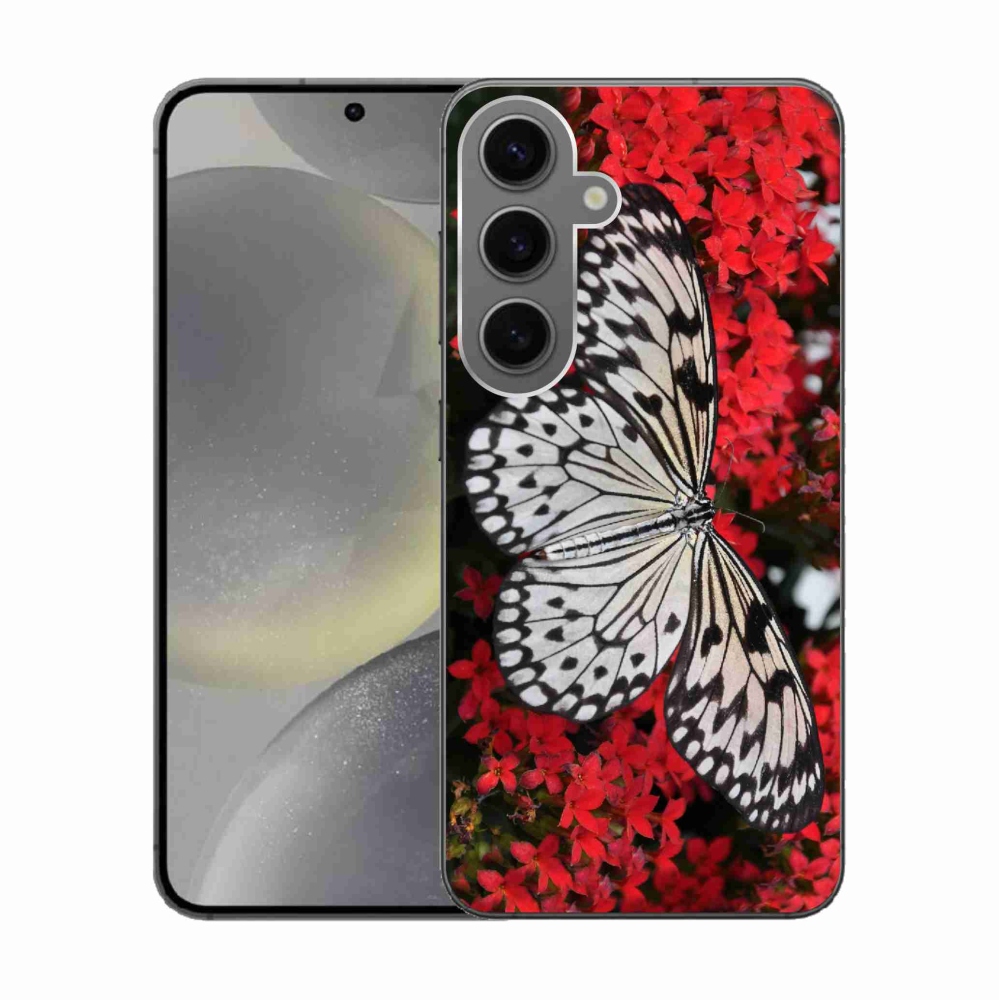 Gél védőhuzat mmCase Samsung Galaxy S24 - fekete-fehér pillangó 1